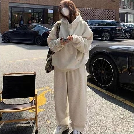 セットアップ 上下セット スウェット プルオーバー パーカー パンツ オーバーサイズ 長袖 レトロ 韓国ファッション レディース 大人可愛い ガーリー カジュアル DTCA-828394298944