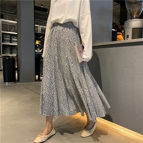 花柄 スカート フレア Aラインスカート 韓国ファッション レディース ロング丈 フローラル ハイウエスト 大人可愛い ガーリー フェミニン DTC-627230585978