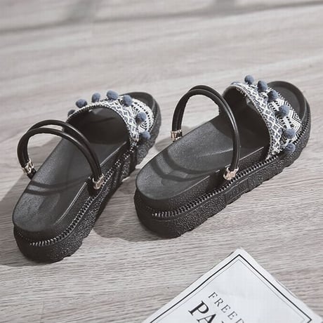 レディース 厚底 2WAYストラップ サンダル プラットフォーム フラットサンダル 厚底サンダル 歩きやすい 疲れない フェミニン (DCT-571496643633)