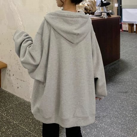 ジップアップ パーカー フーディー 薄手 ルーズ オーバーサイズ ゆったり 大きめ 長袖 レトロ カジュアル ストリート系ファッション ストリート女子 DTCA-647056396210