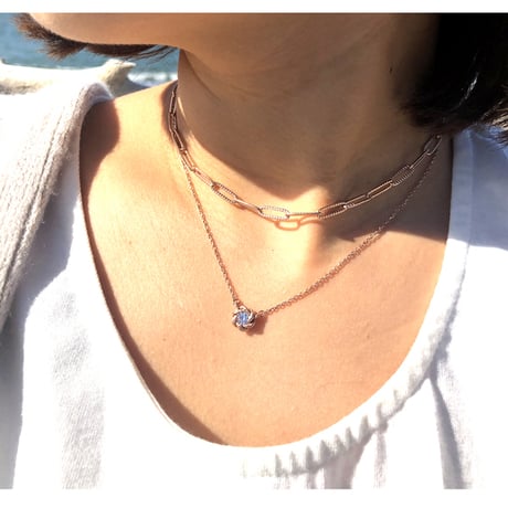 ハワイアンジュエリー ネックレス フラワー 花 金属アレルギー対応 1粒 石 キュービックジルコニア スクロール 波 ペンダント メンズ レディース サージカルステンレス インスタ gns8195