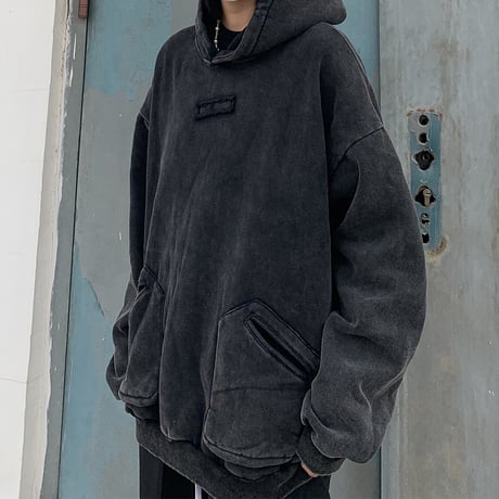 ユニセックス パーカー プルオーバー 厚手 ポケット プラスベルベット オーバーサイズ 韓国ファッション メンズ レディース カジュアル ストリートファッション DTC-657098093813