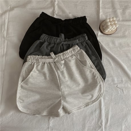 ショートパンツ 薄手 スウェットパンツ スポーツパンツ ハイウエスト ショート丈 シンプル レトロ 韓国ファッション レディース カジュアル DTC-650624596427