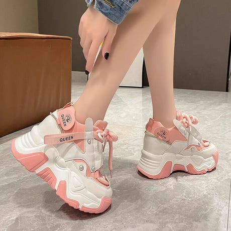 厚底スニーカー 22.0～24.5cm ダッドスニーカー 厚底 シューレース スニーカー ダッドシューズ スポーツ カジュアル 韓国ファッション レディース DTC-731800244138