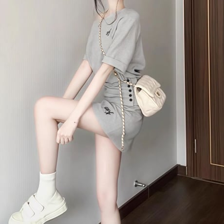 セットアップ 上下セット スウェット オフショルダー tシャツ トップス ミニスカート ハイウエスト オフショル レトロ 大人可愛い ガーリー カジュアル DTCA-924094932830