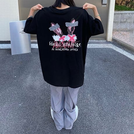 【2カラー】ユニセックス Tシャツ 半袖 バックプリント オーバーサイズ 大きめ カジュアル 韓国ファッション メンズ レディース 韓国ストリートファッション DTC-672756070324