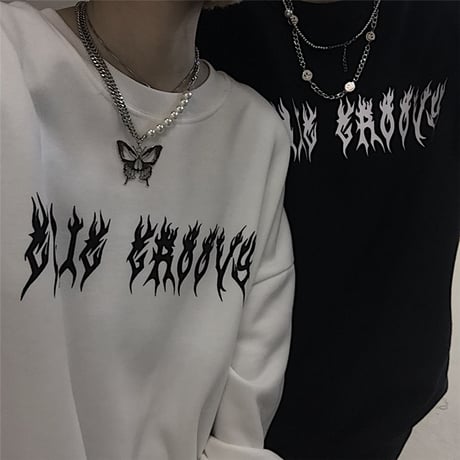 ユニセックス トレーナー メンズ レディース プラスベルベット 英字 スケルトン バックプリント スウェット オーバーサイズ 大きいサイズ ルーズ ストリート TBN-628453247329