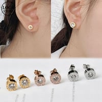 両耳 ピアス メンズ レディース スタッドピアス キャッチ式 CZ 金属アレルギー対応 シルバー ゴールド チタンスチール アクセサリー DTC-582264692299