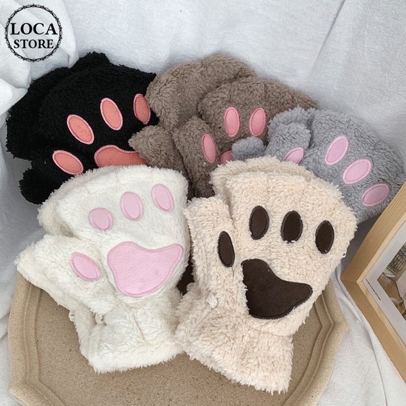 5カラー】 猫の手 肉球 手袋 韓国ファッション レディース ハーフ