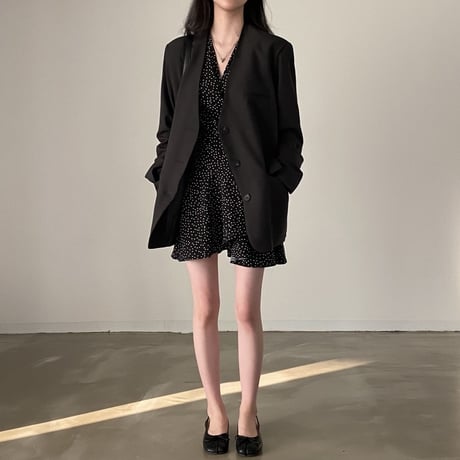 ドット柄 カシュクール フレア ミニワンピース ラップワンピース Vネック 肩パッド Aライン ハイウエスト 長袖 レトロ 大人可愛い ガーリー DTCA-745088824652