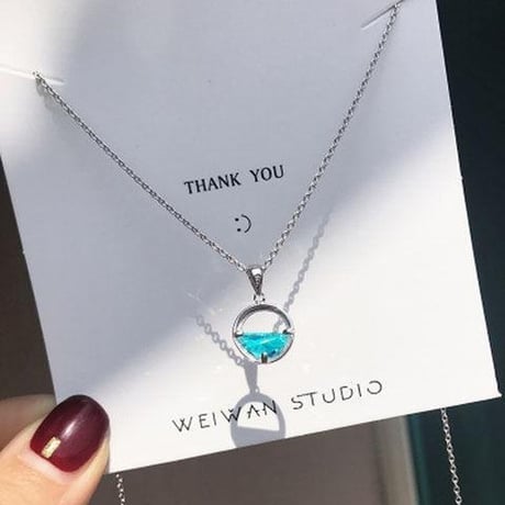 ネックレス レディース スターリングシルバー クリア ブルー 人工水晶 シルバー925 シンプル ペンダント 人気 かわいい アクセサリー ジュエリー プレゼント (DTC-565114640165)