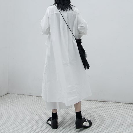 シャツワンピース ロングシャツ シャツ ワンピース アシンメトリー 不規則デザイン ルーズ 長袖 レトロ 韓国ファッション レディース 大人可愛い ガーリー DTC-634484580166
