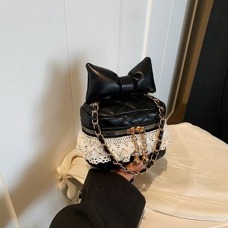 ショルダーバッグ リボン レース キルティング ミニバッグ ポーチ チェーンバッグ オールシーズン バッグ 大人可愛い ガーリー 韓国ファッション レディース DTC-771485719569