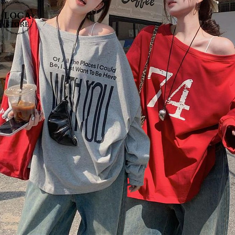 2WAY 前後着用 トップス ロンT ワンショルダー オフショルダー tシャツ