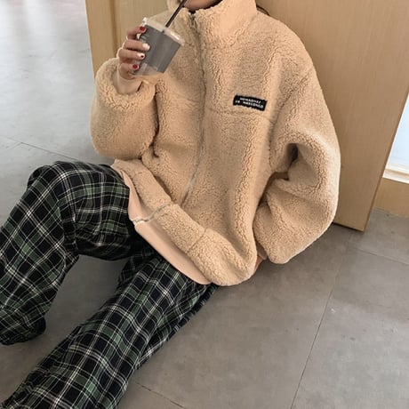 ボアブルゾン 防寒 ジップアップ フェイクラムウール 韓国ファッション レディース ボアジャケット ブルゾン アウター ボア 長袖 ゆったり 大人可愛い ガーリー DTC-627887069696