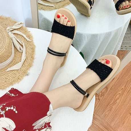 2WAY ストラップ サンダル フラットサンダル フラットボトム 韓国ファッション レディース ぺたんこサンダル 痛くない かわいい 靴 歩きやすい 617426721168