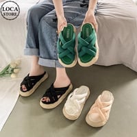 クロスベルト 厚底サンダル 22.5～25.0cm プラットフォーム 厚底 サンダル ビーチサンダル 美脚効果 脚長 トレンド 韓国ファッション レディース DTC-646643961256