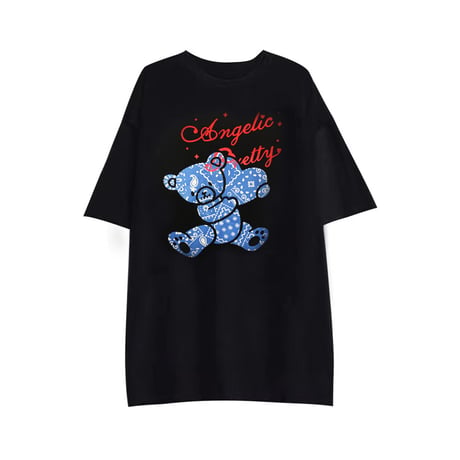 ユニセックス tシャツ ハート クマちゃん ベアー ルーズ 韓国ファッション メンズ レディース オーバーサイズ 大きめ カジュアル ストリート系 DTC-641736753814
