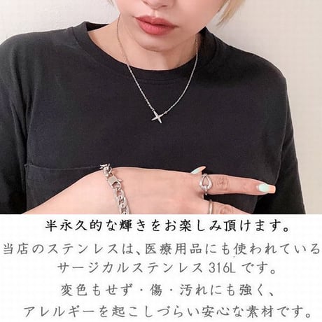 ハワイアンジュエリー ネックレス チェーン付き 金属アレルギー対応 クロスモチーフ スクロール メンズ レディース サージカルステンレス アクセサリー gns8235