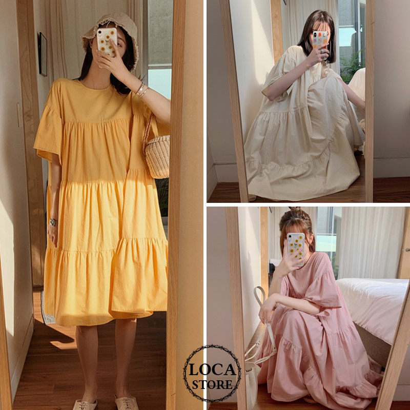 レディース ティアードワンピース フレアワンピース ハイウエスト