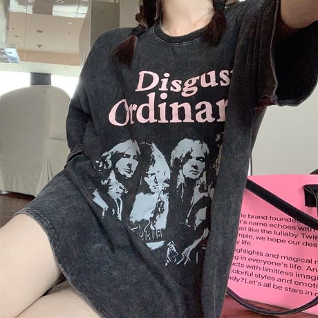 tシャツ 半袖 オーバーサイズ ゆったり 英字プリント 半袖Tシャツ 韓国ファッション レディース カジュアル ストリートファッション DTC-677077695574