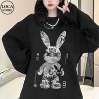 ユニセックス Tシャツ 長袖 BADRABBIT ウサギ オーバーサイズ ロンT 韓国ファッション メンズ レディース カジュアル 韓国ストリートファッション DTC-734042546269