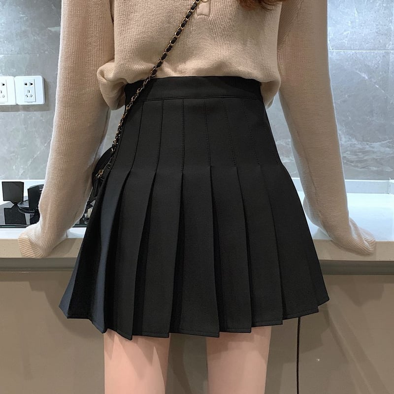 プリーツミニスカート インパン ハイウエスト Aライン プリーツ ミニ