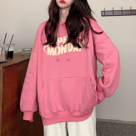 パーカー プルオーバー プラスベルベット  オーバーサイズ シンプル ルーズ レトロ 韓国ファッション レディース トップス ガーリー カジュアル ストリート系 DTC-657899306724