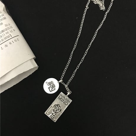 2セット ネックレス コイン プレート メダル チェーン付 ペンダント 金属アレルギー対応 チタン ユニセックス ストリート TBN-597612100572