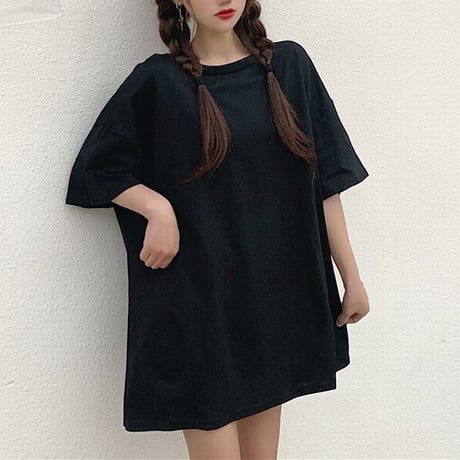 オープンバック Tシャツ チェーン 半袖 ルーズ ラウンドネック 韓国ファッション レディース 背中あき トップス 大きめ カジュアル ストリートファッション DTC-641641966535