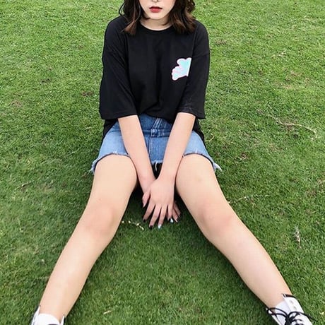 ユニセックス Tシャツ 半袖 バックプリント オーバーサイズ ゆったり 大きめ カジュアル 韓国ファッション メンズ レディース 韓国ストリートファッション DTC-614252115582