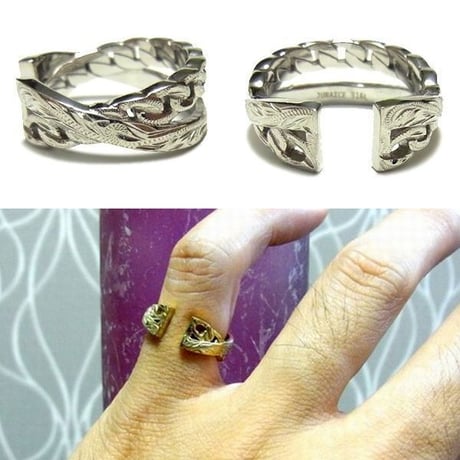 【HAWAIIANJEWELRY / ハワイアンジュエリー】 リング 指輪 ペアリング リバーシブル 2WAY チェーン ステンレス ノンアレルギー K14コーティング ハワジュ (grs8654)