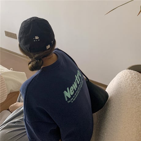 tシャツ ワンポイント バックプリント オーバーサイズ 半袖 ドロップショルダー クルーネック シンプル ルーズ レトロ 大人可愛い ガーリー カジュアル DTCA-645393552994