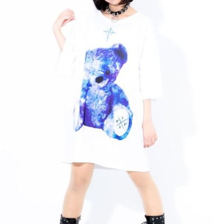 【2カラー】 ユニセックス Tシャツ 半袖 クマちゃん ベアー バックプリント オーバーサイズ 韓国ファッション メンズ レディース ストリート系ファッション DTC-623336890404