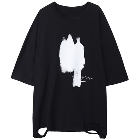 Tシャツ クラッシュ加工 オーバーサイズ ルーズ ダメージ加工 半袖 大人可愛い ガーリー カジュアル 韓国ファッション レディース 韓国ストリートファッション DTCA-671002996446
