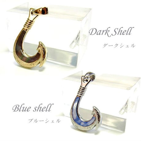 ハワイアンジュエリー ネックレス 金属アレルギー対応 フィッシュフック シェル リバーシブル カレイキニ サージカルステンレス メンズ レディース アクセサリー gps8956