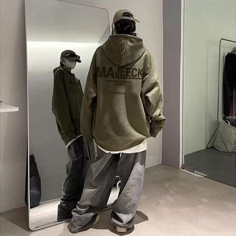 ユニセックス スエード調 パーカー フーディー プルオーバー ロゴ トップス 長袖 オーバーサイズ ゆったり ストリート系男子 ストリート系女子 カジュアル DTCA-854775421280