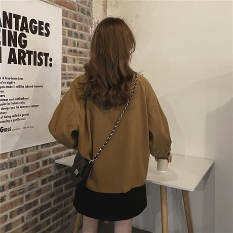ブラウス シャツジャケット ショート丈 トップス ルーズ ゆったり 長袖 レトロ 韓国ファッション レディース 大人可愛い ガーリー DTC-654679410433