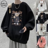 ユニセックス トレーナー クマちゃん ベアー プリント 長袖 スウェット オーバーサイズ ゆったり 韓国ファッション メンズ レディース カジュアル ストリート DTC-656851641972