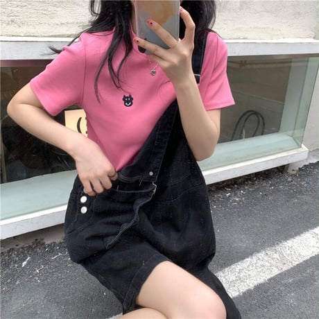 クロップド丈 Tシャツ 牛 プリント へそ出し 半袖 ラウンドネック 夏 韓国ファッション レディース ショート丈 トップス  カットソー 大人可愛い ガーリー DTC-640183810198