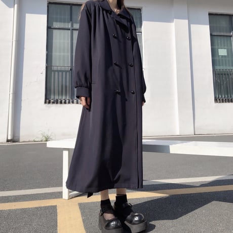 ロングコート ベルト付き ダブルブレスト 韓国ファッション レディース トレンチコート 長袖 ゆったり 大人カジュアル 大人可愛い ガーリー DTC-630621959680