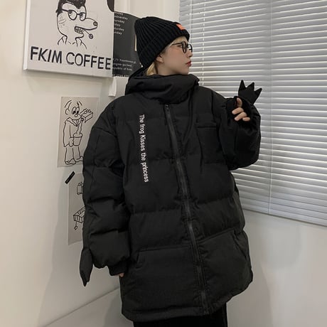 ユニセックス ダウンジャケット カエル フードジャッパー ルーズ 韓国ファッション メンズ レディース 男女兼用 ジップアップ ゆったり カジュアル ストリート系 DTC-631426595628