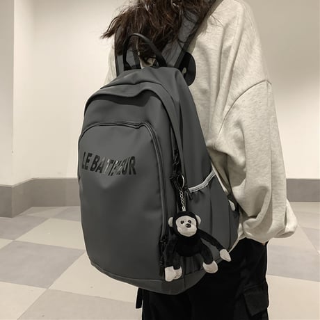 【3カラー】 サルのぬいぐるみ付き バックパック リュック リュックサック 防水 レトロ 韓国ファッション メンズ レディース カジュアル DTC-633963144688
