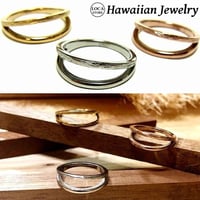 ハワイアンジュエリー Hawaiianjewelry 2連 リング 金属アレルギー対応 スクロール 指輪 K14イエローゴールド サージカルステンレス メンズ レディース インスタ grs8660