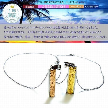 【ハワイアンジュエリー / HawaiianJewelry】 ペンダントプレート ネックレス プルメリア スクロール ホヌ (gps8793)