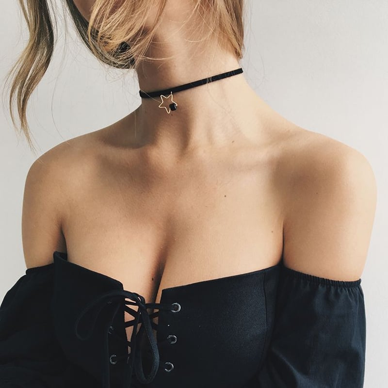 チャーム付き チョーカー スター 星 韓国アクセサリー 合金