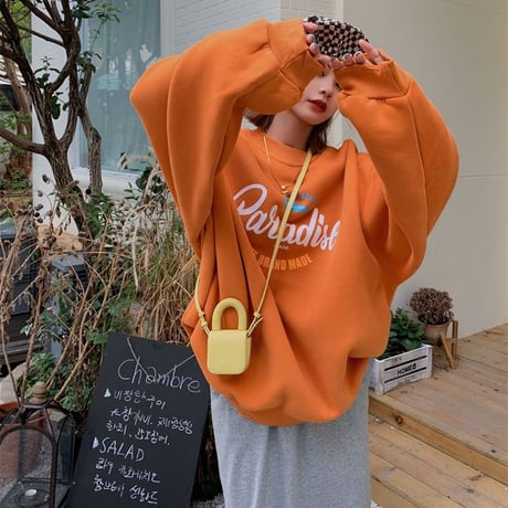 トレーナー プラスベルベット プルオーバー オーバーサイズ シンプル 韓国ファッション レディース トップス ルーズ レトロ ガーリー カジュアル ストリート系 DTC-655184802938