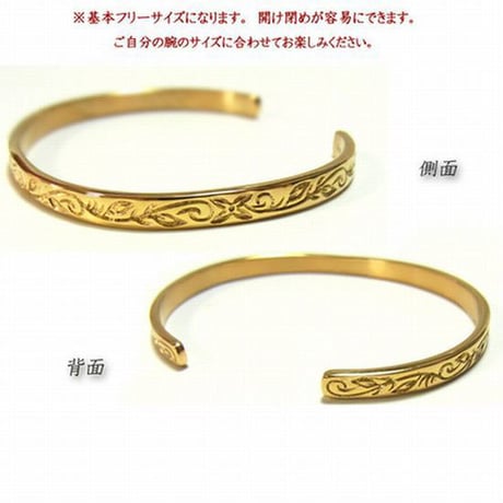ハワイアンジュエリー バングル 金属アレルギー対応 プルメリア スクロール カレイキニ メンズ レディース サージカルステンレス アクセサリー jcenba01