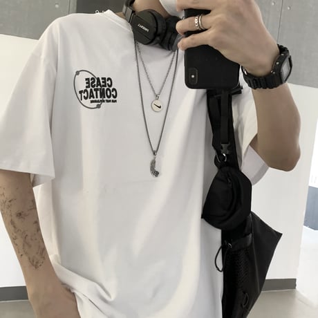ユニセックス Tシャツ 半袖 ラウンドネック オーバーサイズ 韓国ファッション メンズ レディース トップス 大きめ カジュアル ストリートファッション DTC-638006904577