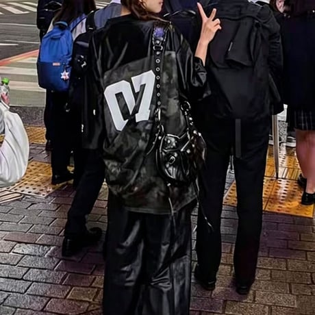 tシャツ メッシュ切り替え ナンバリング カモフラージュ柄 迷彩柄 Vネック トップス オーバーサイズ プルオーバー 半袖 レトロ ストリート女子 カジュアル DTCA-888451993795